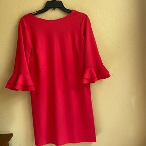 2 Hearts, ruffle cuff, Pink shift dress